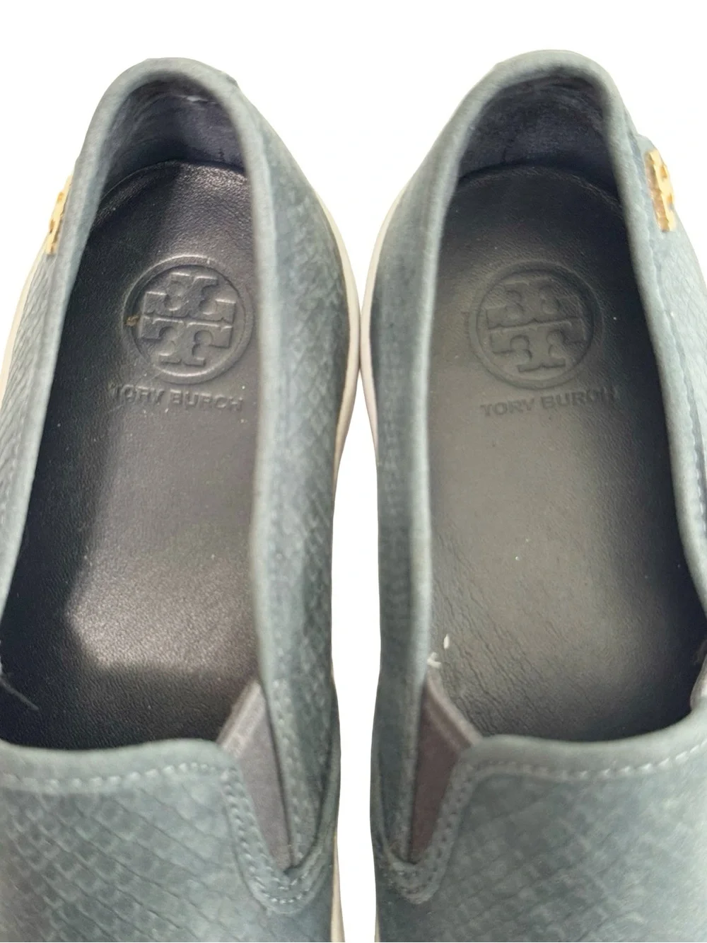 Tory Burch Blue Snakeskin Slip On Sneaker 6.5
